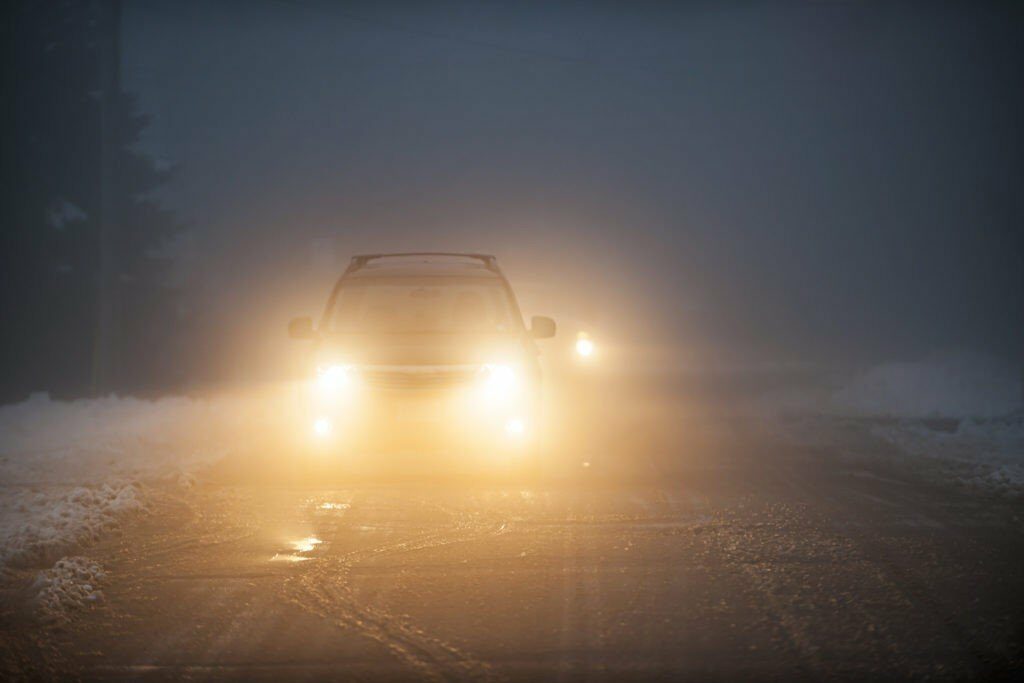use low beam driving in fog