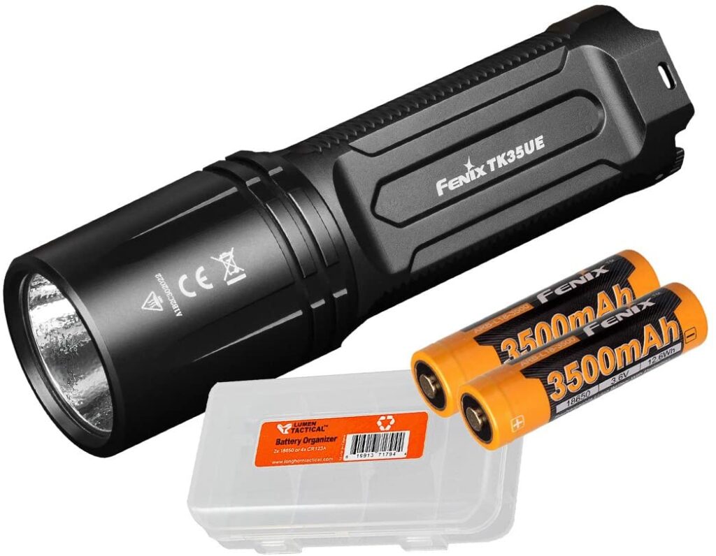 flashlight and batteries on car